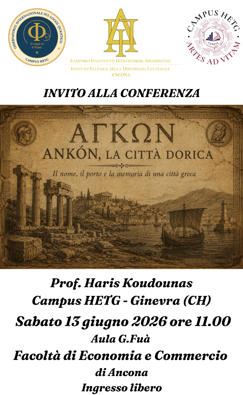 CONFERENCE — “ΑΓΚΩΝ – Ankón, the Dorian City. The Name, the Port, and the Memory of a Greek City”